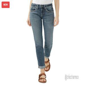 Mid Rise Slim Leg Boyfriend Jeans Size 32W 29L Power Stretch Denim